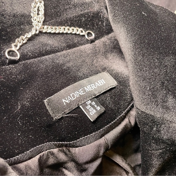 Nadine Merabi- Davina Black Blazer Satin Velvet Embellished Size 6 Evening - Picture 15 of 16